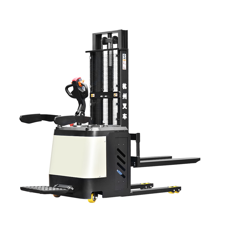 2 tonelada stand-on electric pallet stacker lift 3m